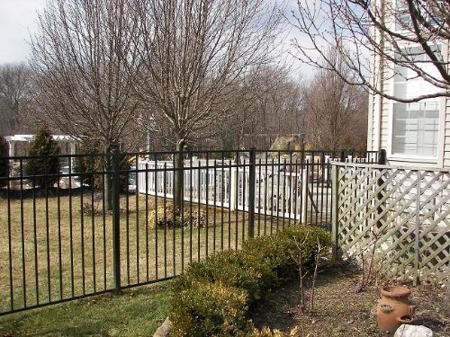 Newly installed aluminum fence